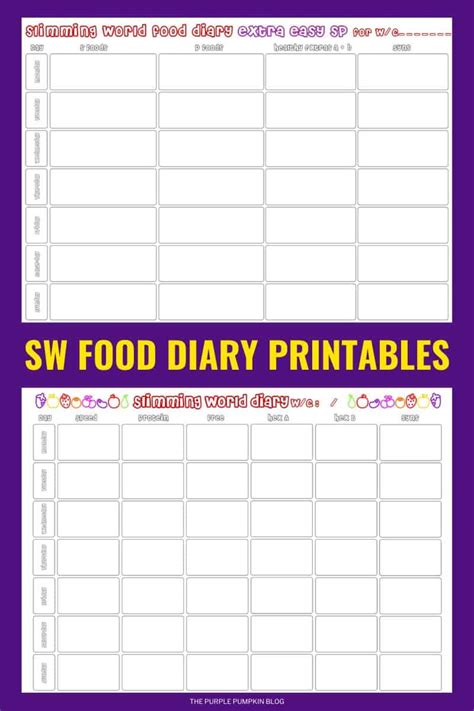Printable Sw Food Diary