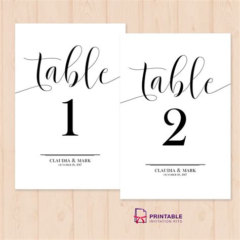 Printable Table Numbers Free
