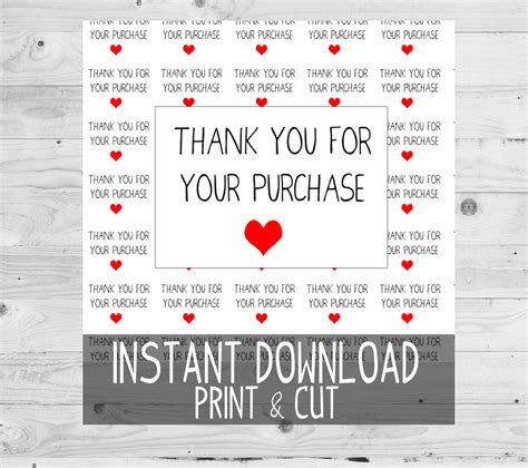 Printable Thank You For Your Purchase Rectangle Stickers Cut Etsy