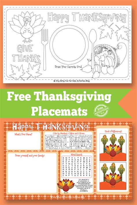 Printable Thanksgiving Day Placemats