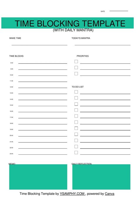 Printable Time Blocking Template Pdf