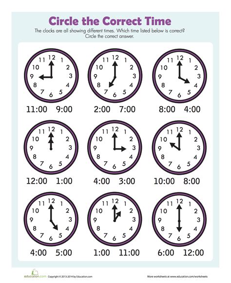 Printable Time Clock Worksheets