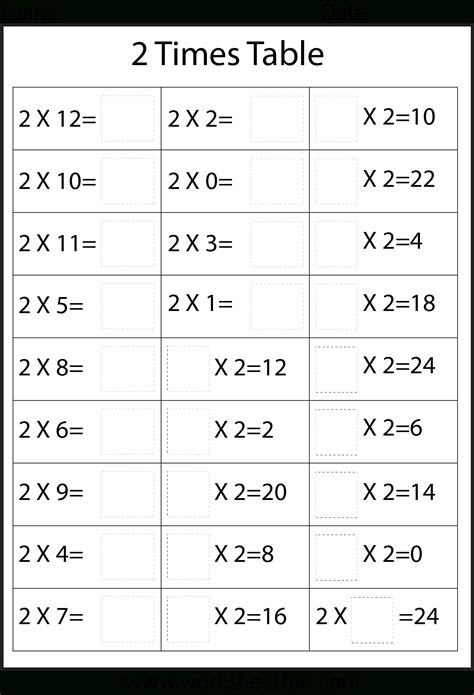 Printable Times Table Quiz