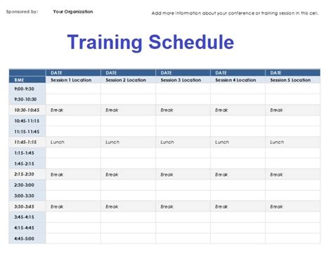 Printable Training Program Schedule Template in 2020 Schedule