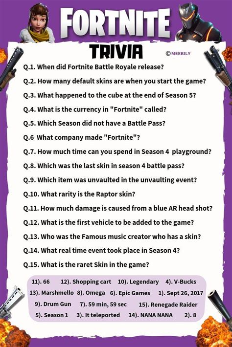 Printable Trivia Questions With Answers 60+ Fortnite Trivia Questions