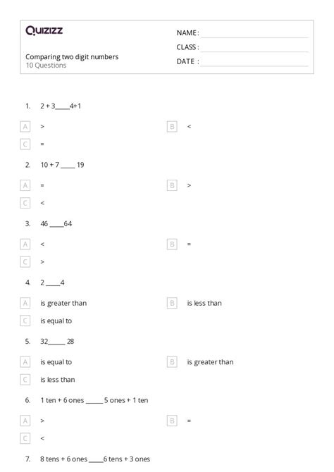 Printable TwoDigit Numbers Worksheets for Class 2 Quizizz