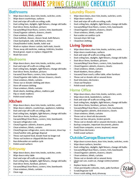 Printable Ultimate Spring Cleaning Checklist
