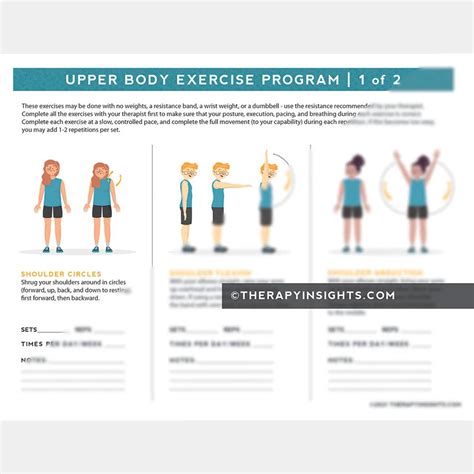 Printable Upper Extremity Home Exercise Program Exercise Poster