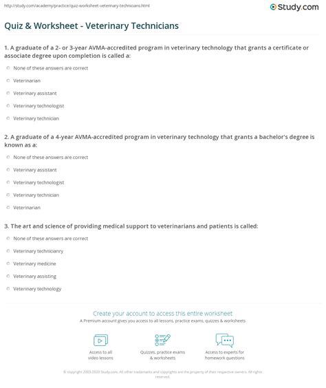 Printable Vet Tech Worksheets Customize and Print