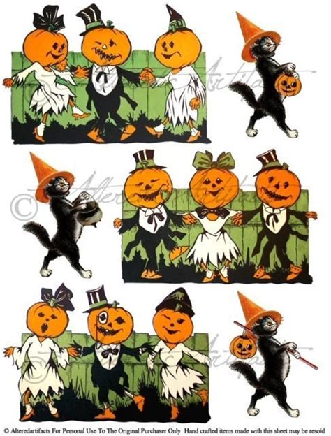 Printable Vintage Halloween Clip Art Printable Retro Halloween Etsy