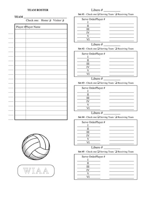 Printable Volleyball Lineup Sheet Template