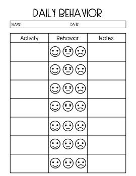Printable Weekly Behavior Chart Printable World Holiday
