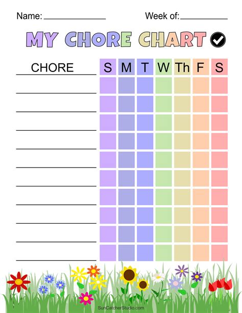 Printable Weekly Chore Chart Template Printable Templates