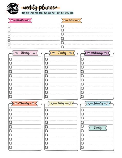 Printable Weekly Planner with Priorities PDF Download Weekly planner