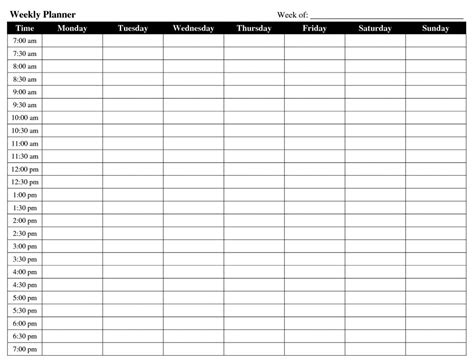 Printable Weekly Schedule Template Excel Word Gambaran