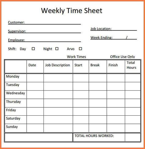 Printable Weekly Time Sheets Check more at https