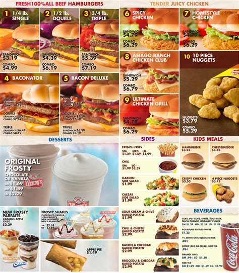 Printable Wendy's Menu With Pictures And Prices
