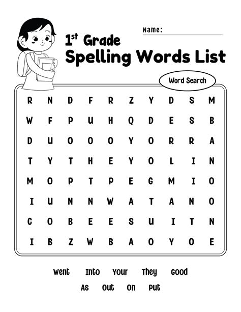 Printable Word Search For 1st Graders