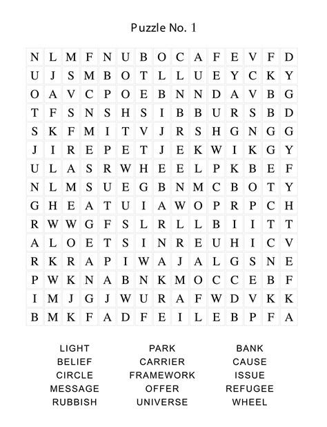 Printable Word Search With Answers