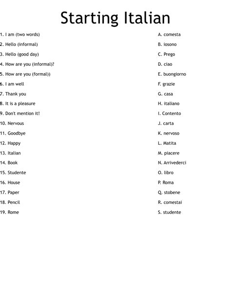 Printable Worksheets For Italian Learning How to Read