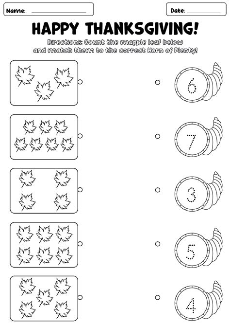 Printable Worksheets Thanksgiving