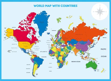 Printable World Map With Country Names