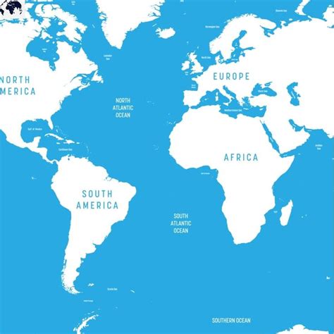 Printable World Map with Atlantic Ocean in PDF