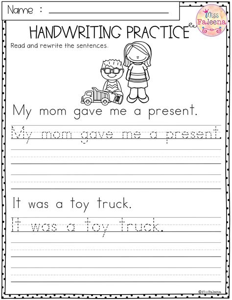 Printable Writing Worksheets Kindergarten