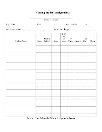 Free printable cna daily assignment sheets / report sheets. . 