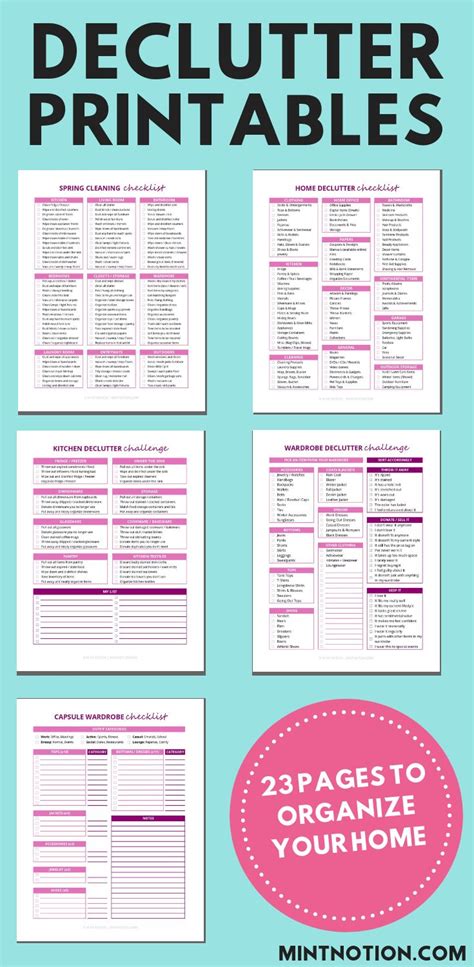 Printable declutter checklist gangnipod