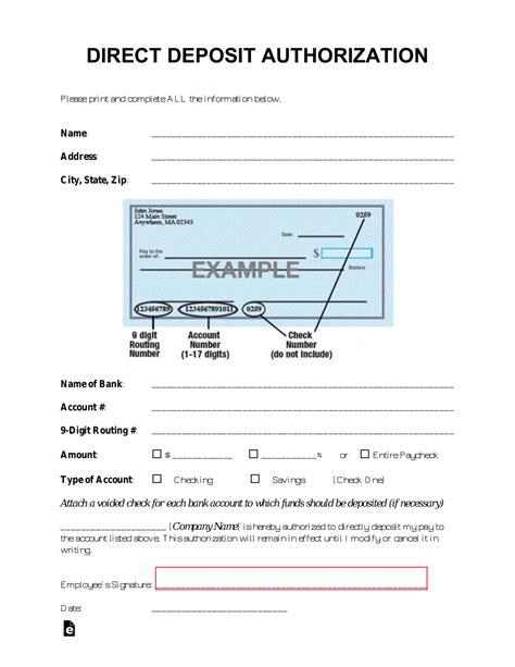 Printable direct deposit form. Download: Direct Deposit Authorization Form. . I hereby authorize [Company Name] to directly deposit my pay in the bank account (s) listed below in the percentages specified. … 