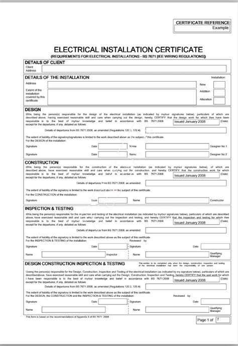 Printable free electrical inspection forms.  Download the Electrical Installation Certificate an...