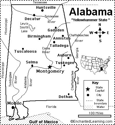 Printable map of alabama.  This map quiz game is here to help.  The origi...