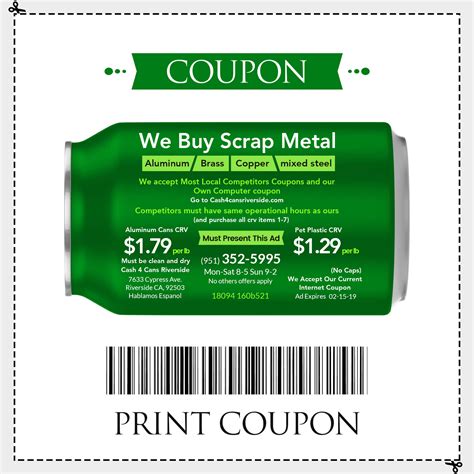 Please Print Out Coupon and bring into our location to redeem discount. EXPIRED. ... South Bay Recycling. 2560 Main St. Suite B. Chula Vista, CA 91911. 619-591-9998.