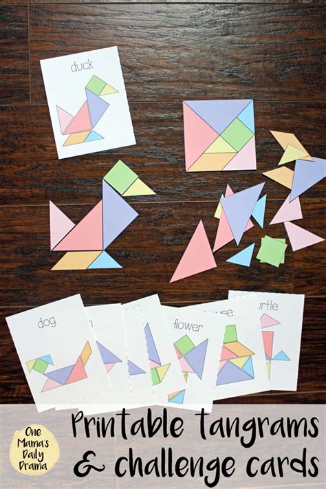 Printable tangrams and challenge cards