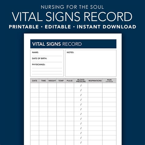 Printable vital signs sheet nursing. Template 1: Basic Black and White Layout. The first template presents a clean and straightforward approach with a black-and-white color scheme. At the top, the bold title 'VITALS LOG SHEET' guides your entries, followed by a grid featuring columns for vital signs such as Date, Weight, Temperature, Blood Pressure, Pulse, Respiration, Pain ... 
