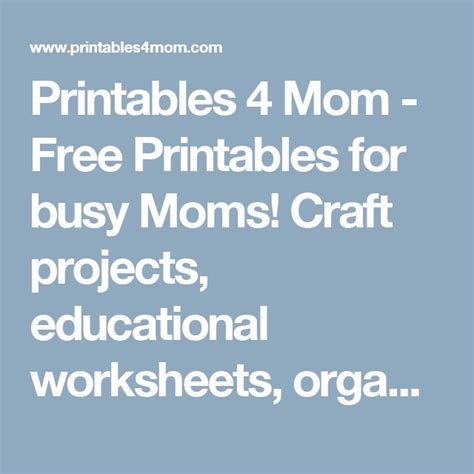 Printables 4 Mom Free Printables for busy Moms! Craft projects