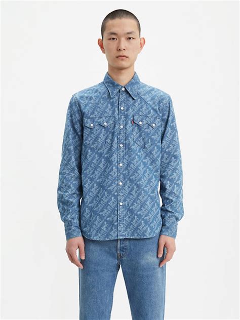 Printed Sawtooth Western Shirt - Blue Levi