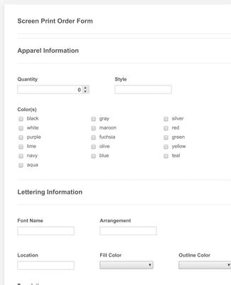 Printing Order Form Template JotForm
