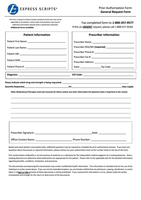 Prior Authorization Form General Request Form Express Scripts