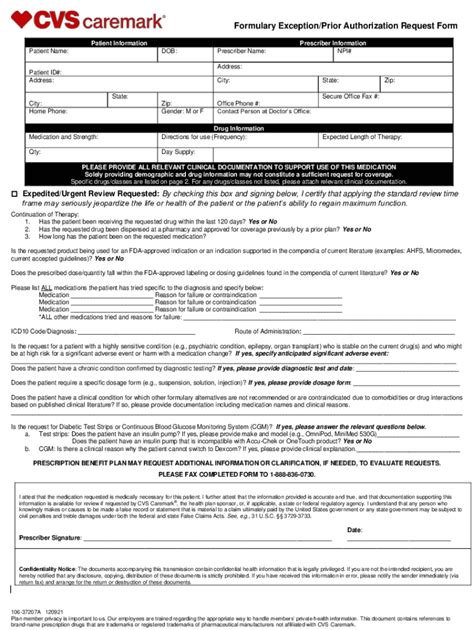Prior Authorization Request Form Cvs Caremark Download Printable PDF