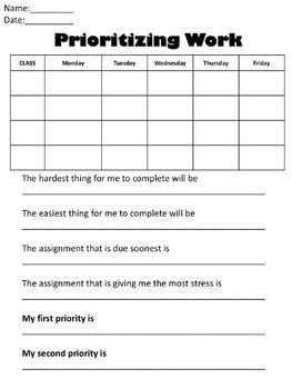 Prioritizing Tasks Worksheet Math Sheets For Kids Printable