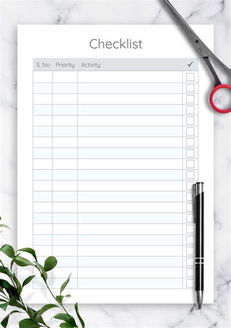 Priority Checklist Template