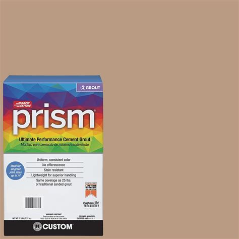 Prism grout. Prism Ultimate Performance Grout sets a new standard in cement based grout technology. Prism's calcium Aluminate cement based formula offers consistent color with no shading regardless of tile type, temperature or humidity. And it will not effloresce. The rapid setting formula results in high early strength and dense joints for the highest ... 