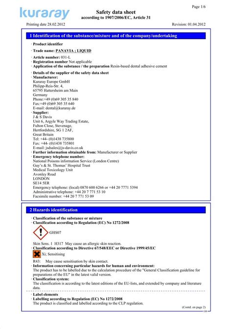 Prisma Gloss Safety Data Sheet Dental Safety Data Sheets