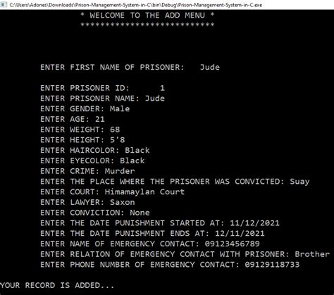 Prison Management System Project in C with Source Code 2021