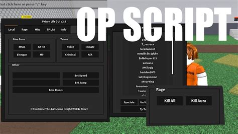 Prison life script 2023. 2023. 0. Roblox Scripts. Prison Life Script | TIGER ADMIN REVAMPED. by admin · September 4, 2023. Created by H17S3_ Features: Use many of the 70+ commands made for prison life! Almost no bugs with every command being stable as possible; Commands Such as !kill [player], !bring [player] and more! 