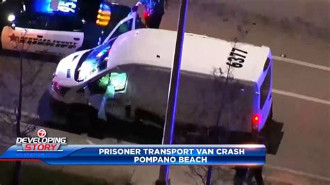Prisoner transport crash in Pompano Beach sends deputy, inmates to hospital
