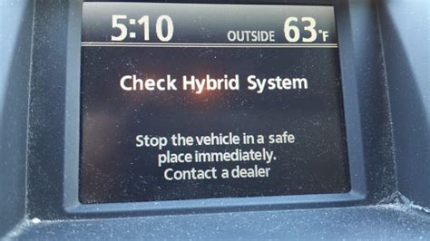 Prius Error message Check Hybrid System, Stop.......
