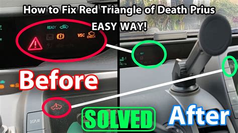 Within the past week, my 2006 Prius (251,000 miles) started exhibiting a problem involving the Red Triangle. The triangle would come on for a few seconds, and the video display would show the not-really-very-helpful message "Problem", but there was otherwise no perceptible change in the car's behavior.. 